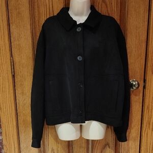 Classy Faux Suede Black Time & Tru Women's Long-Sleeve Crop Jacket NWT XXL